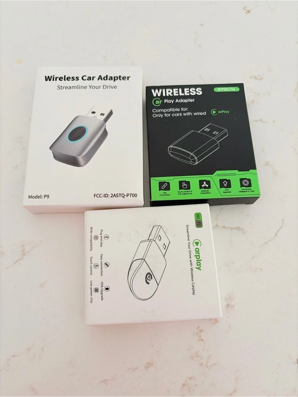 Wireless Car Adapter (Silver) - Compatible CarPlay / Bluetooth Receiver